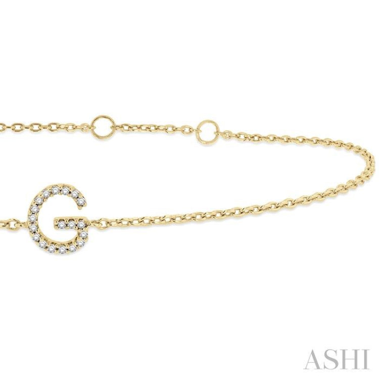 1/20 Ctw Initial 'G' Round Cut Diamond Bracelet in 10K Yellow Gold