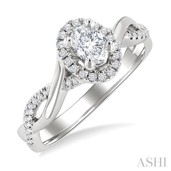1/2 Ctw Twisted Shank Round Cut Diamond Halo Engagement Ring With 1/3 ...