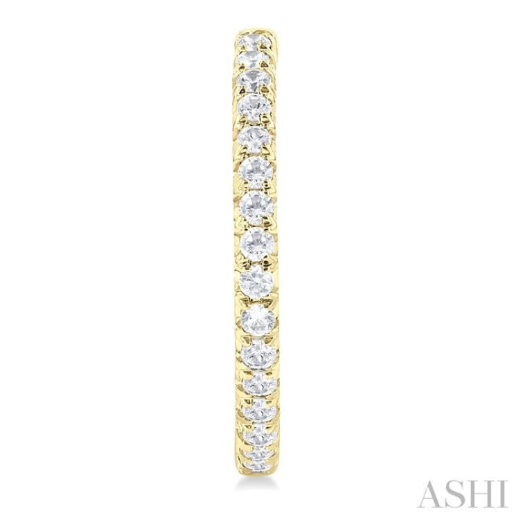 1/2 Ctw French Pave Set Round Cut Diamond Fashion Half Hoop Earring in 14K Yellow Gold