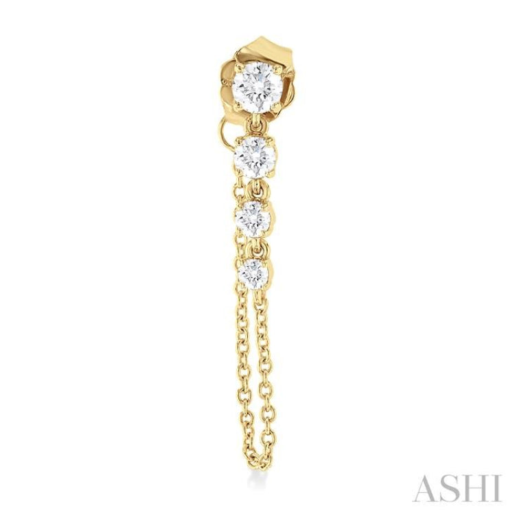 1/2 Ctw Journey Round Cut Diamond Fashion Long Chain Earring in 14K Yellow Gold