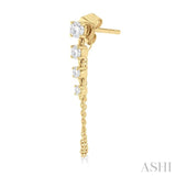 1/2 Ctw Journey Round Cut Diamond Fashion Long Chain Earring in 14K Yellow Gold