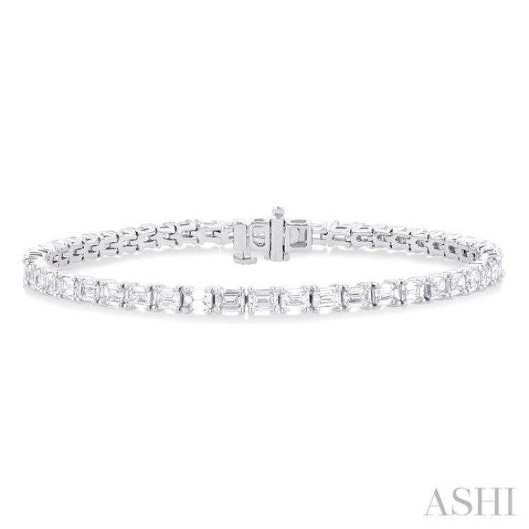6 Ctw East West Emerald Cut Diamond Fashion Tennis Bracelet in 14K White Gold