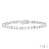 6 Ctw East West Emerald Cut Diamond Fashion Tennis Bracelet in 14K White Gold