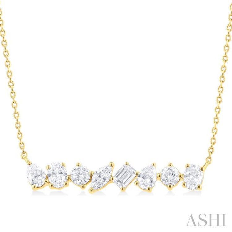 1 1/10 Ctw Scatter Multi Cut Diamond Fashion Necklace in 14K Yellow Gold