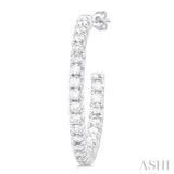 1/2 Ctw French Pave Set Round Cut Diamond Fashion Half Hoop Earring in 14K White Gold