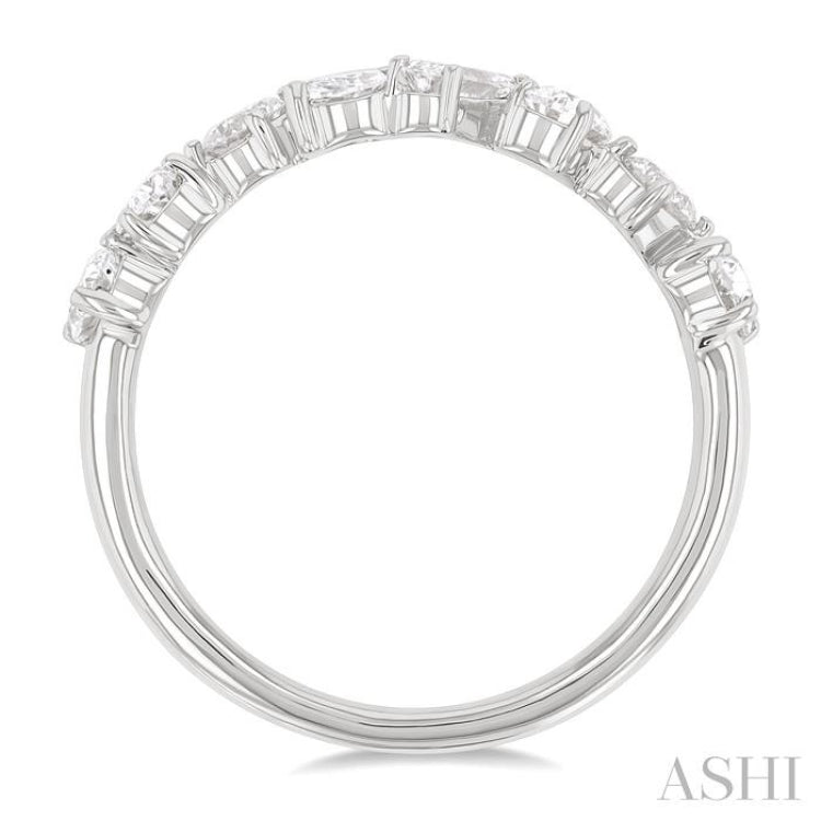 1 1/10 Ctw Mixed Shape Diamond Fashion Band in 14K White Gold