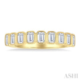 3/4 Ctw North-South Bezel Set Emerald Cut Diamond Fashion Band in 14K Yellow Gold