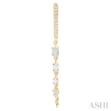 3/4 Ctw Marquise and Round Cut Diamond Journey Long Chain Fashion Earrings in 14K Yellow Gold