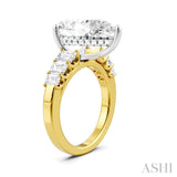 1 1/4 Ctw Pear Shape Emerald and Round Cut Diamond Semi-Mount Engagement Ring in 14K Yellow and White Gold