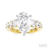 1 1/4 Ctw Pers Shape Oval and Round Cut Diamond Semi-Mount Engagement Ring in 14K Yellow and White Gold