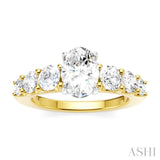 1 1/10 Ctw Oval Shape Round Cut Diamond Semi-Mount Engagement Ring in 14K Yellow and White Gold