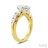 1 1/10 Ctw Pear Shape Round Cut Diamond Semi-Mount Engagement Ring in 14K Yellow and White Gold