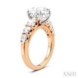 1 1/5 Ctw Oval Shape Round Cut Diamond Semi-Mount Engagement Ring in 14K Rose and White Gold