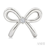 1/50 Ctw Bow Round Cut Diamond Fashion Earrings in Sterling Silver
