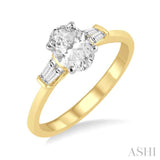 1/6 ctw Baguette Diamond Semi-Mount Engagement Ring in 14K Yellow and White Gold
