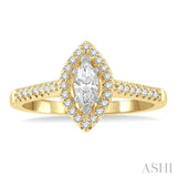 1/5 ctw Marquise Shape Round Cut Diamond Semi Mount Engagement Ring in 14K Yellow and White Gold
