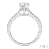 1/3 ctw Oval Shape Round Cut Diamond Semi-Mount Diamond Engagement Ring in 14K White Gold