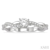 1/3 ctw Round Center Diamond Twisted Ladies Engagement Ring with 1/4 Ct Round Cut Center Stone in 14K White Gold