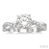 1/5 Ctw Round Center Semi-Mount Diamond Engagement Ring in 14K White Gold