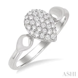 1/4 Ctw Pear Shape Pave Set Round Cut Diamond Ring in 10K White Gold