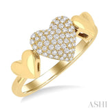 1/4 Ctw Heart Shape Pave Set Round Cut Diamond Ring in 10K Yellow Gold