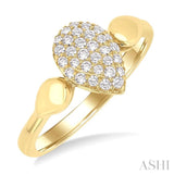 1/4 Ctw Pear Shape Pave Set Round Cut Diamond Ring in 10K Yellow Gold