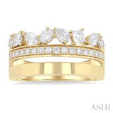 1 1/6 Ctw Split Top Mixed Diamond Cut Bold Gold Fashion Wide Band in 14K Yellow Gold