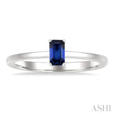 5x3 MM Octagon Shape Sapphire Precious Solitaire Ring in 14K White Gold