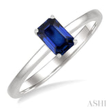6x4 MM Octagon Shape Sapphire Precious Solitaire Ring in 14K White Gold