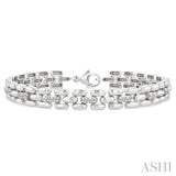 1/6 Ctw Bold Panther Link Round Cut Diamond Fashion Bracelet in Sterling Silver