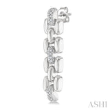 1/10 Ctw Bold Panther Link Single Cut Diamond Fashion Earrings in Sterling Silver