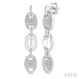 1/10 Ctw Mariner Link Round Cut Diamond Fashion Earrings in Sterling Silver