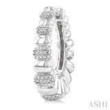 1/10 Ctw Bold Ribbed Round Cut Diamond Hoop Fashion Earrings in Sterling Silver