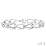 1/6 Ctw Round Cut Diamond Bold Knot Link Fashion Bracelet in Sterling Silver
