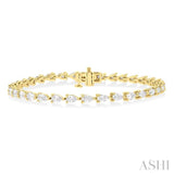 4 Ctw East West Pear Cut Diamond Fashion Tennis Bracelet in 14K Yellow Gold