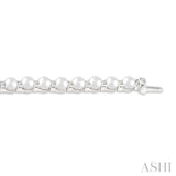 4 MM Round Shape Cultured Pearl and 3/4 Ctw Round Cut Diamond Tennis Bracelet in 14K White Gold