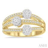 3/8 Ctw Split Top Tri Mount Lovebright Round Cut Diamond Ring in 14K Yellow and White Gold