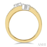 3/8 Ctw Split Top Tri Mount Lovebright Round Cut Diamond Ring in 14K Yellow and White Gold