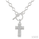1/20 Ctw Cross Toggle Single Cut Diamond Fashion Pendant With Chain in Sterling Silver