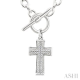 1/20 Ctw Cross Toggle Single Cut Diamond Fashion Pendant With Chain in Sterling Silver