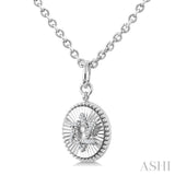 1/10 Ctw Round Fluted Medallion Round Cut Diamond Star of David Pendant With Chain in Sterling Silver