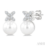6MMRDWP .10CTRDDM FLORAL ER WG 14K-G*