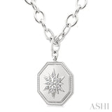 1/20 Ctw Octagon Shape medallion Single Cut Diamond Star Pendant With Chain in Sterling Silver