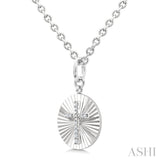 1/10 Ctw Round Fluted Medallion Round Cut Diamond Pirouette Cross Pendant With Chain in Sterling Silver