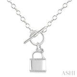 1/10 Ctw Lock & Key Toggle Round Cut Diamond Fashion Necklace in Sterling Silver