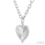 1/10 Ctw Heart Fluted Medallion Round Cut Diamond Pirouette Pendant With Chain in Sterling Silver