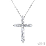 1/3 Ctw Round Cut Diamond Cross Pendant With Chain in 14K White Gold