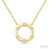 1/8 Ctw Hollow Cut Circle Round Cut Diamond Mosaic Petite Pendant With Chain in 10K Yellow Gold