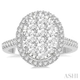 1 1/2 ctw Round Diamond Lovebright Halo Engagement Ring in 14K White and Yellow Gold