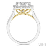 1 1/2 ctw Round Diamond Lovebright Halo Engagement Ring in 14K White and Yellow Gold